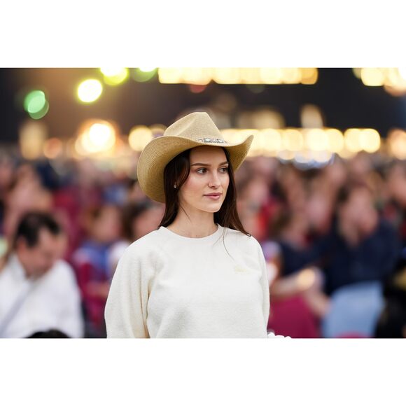 9512 White Bride Cowboy Hat With Rhinestones Adjustable Bachelorette Straw main image 4